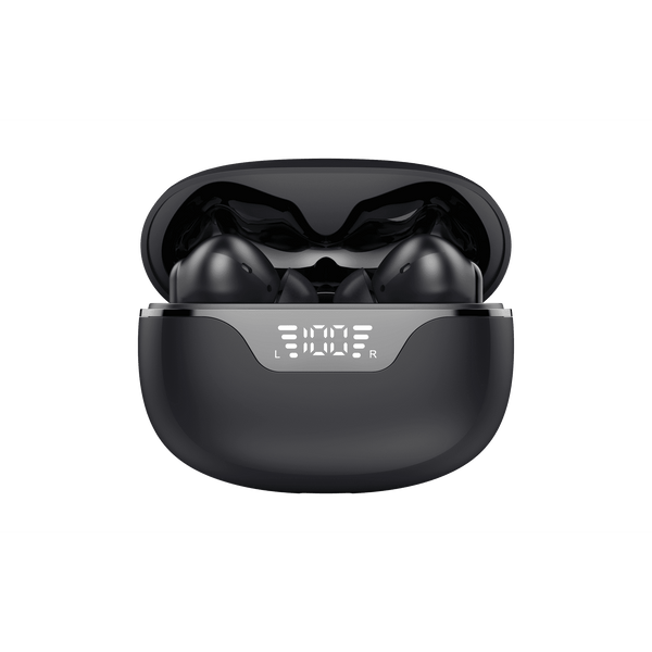 Wireless Earbuds Bluetooth 5.4 Headphones, Deep Bass Loud Clear Sound with Noise Cancelling Mic, LED Display 60H Playing Time in-Ear Headphones with Wireless Charging Case for iPhone Android, Black